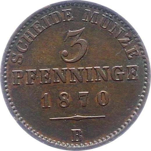 Реверс монеты - 3 пфеннига 1870 года B - цена  монеты - Пруссия, Вильгельм I