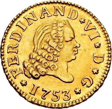 Avers 1/2 Escudo 1753 M JB - Goldmünze Wert - Spanien, Ferdinand VI