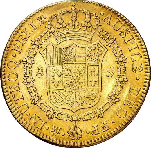 Реверс монеты - 8 эскудо 1778 года Mo FF - цена золотой монеты - Мексика, Карл III