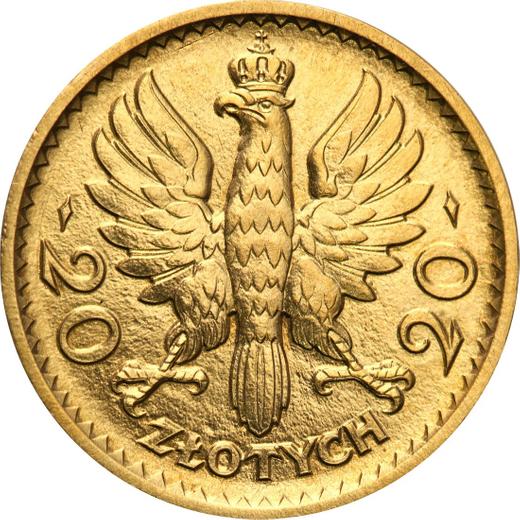 Аверс монеты - Пробные 20 злотых 1925 года "Полония" Золото - цена золотой монеты - Польша, II Республика