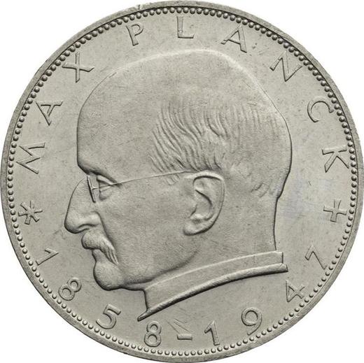 Anverso 2 marcos 1970 J "Max Planck" - valor de la moneda  - Alemania, RFA