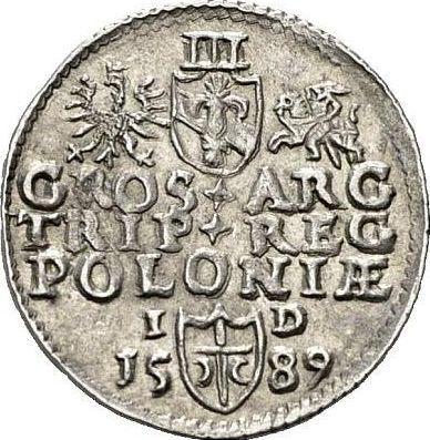Reverso Trojak (3 groszy) 1589 ID "Casa de moneda de Olkusz" - valor de la moneda de plata - Polonia, Segismundo III