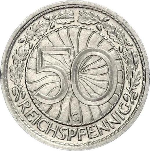 Reverso 50 Reichspfennigs 1933 G - valor de la moneda  - Alemania, República de Weimar