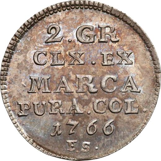 Rewers monety - Półzłotek (2 grosze) 1766 FS - cena srebrnej monety - Polska, Stanisław II August