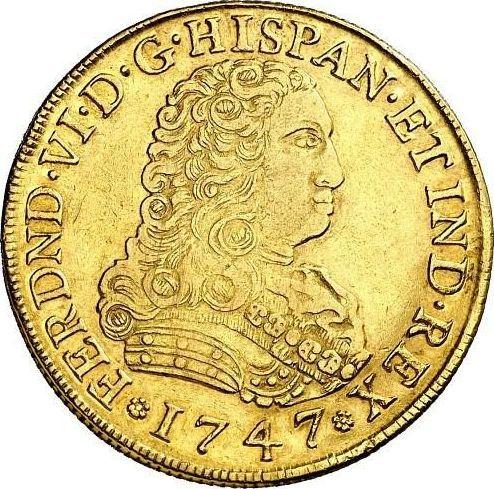 Anverso 8 escudos 1747 Mo MF - valor de la moneda de oro - México, Fernando VI