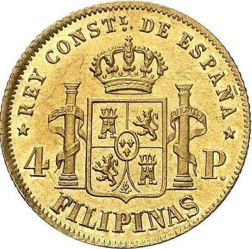 Rewers monety - 4 peso 1881 - cena złotej monety - Filipiny, Alfons XII