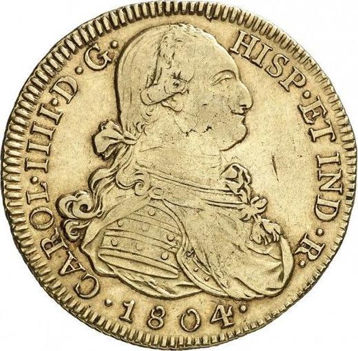 Аверс монеты - 8 эскудо 1804 года P JT - цена золотой монеты - Колумбия, Карл IV