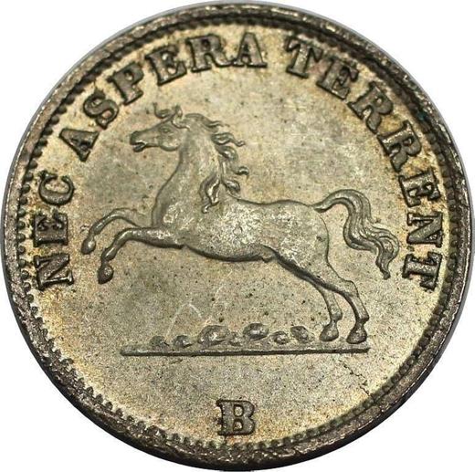 Аверс монеты - 6 пфеннигов 1851 года B - цена серебряной монеты - Ганновер, Эрнст Август