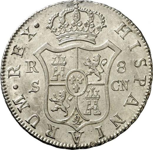Реверс монеты - 8 реалов 1803 года S CN - цена серебряной монеты - Испания, Карл IV