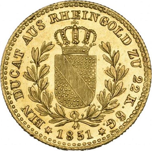 Реверс монеты - Дукат 1851 года - цена золотой монеты - Баден, Леопольд