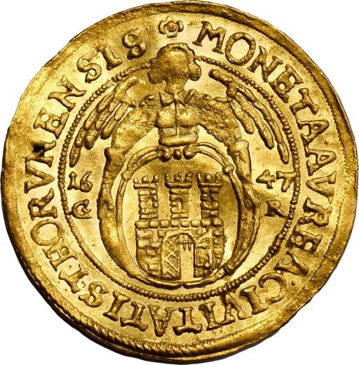 Rewers monety - Dukat 1647 GR "Toruń" - cena złotej monety - Polska, Władysław IV