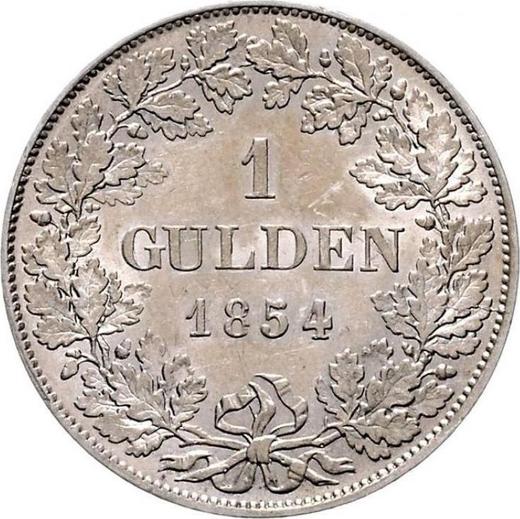 Rewers monety - 1 gulden 1854 - cena srebrnej monety - Hesja-Darmstadt, Ludwik III