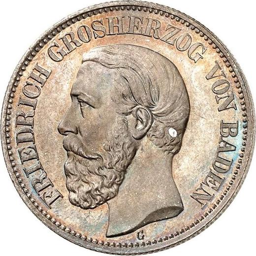 Аверс монеты - 2 марки 1892 года G "Баден" - цена серебряной монеты - Германия, Германская Империя