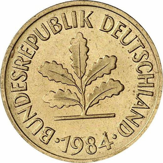 Реверс монеты - 5 пфеннигов 1974 года G - цена  монеты - Германия, ФРГ