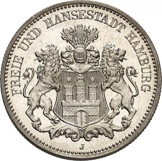 Anverso 2 marcos 1914 J "Hamburg" - valor de la moneda de plata - Alemania, Imperio alemán