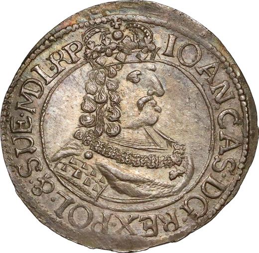 Аверс монеты - Орт (18 грошей) 1667 года HDL "Торунь" - цена серебряной монеты - Польша, Ян II Казимир