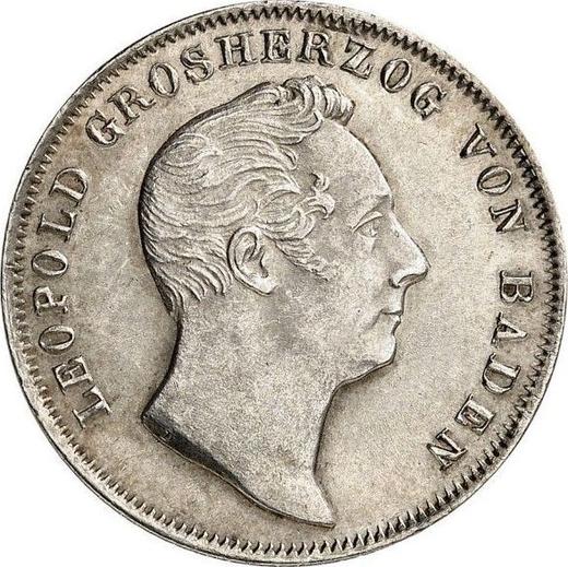 Аверс монеты - 1/2 гульдена 1845 года D - цена серебряной монеты - Баден, Леопольд