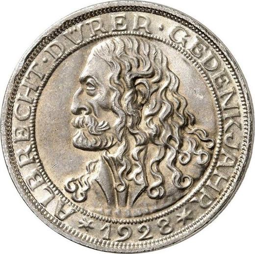 Reverso 3 Reichsmarks 1928 A "Dürer" - valor de la moneda de plata - Alemania, República de Weimar