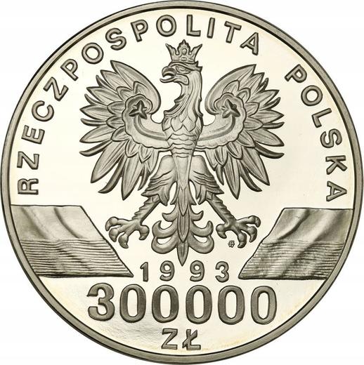 Аверс монеты - 300000 злотых 1993 года MW ET "Деревенская ласточка" - цена серебряной монеты - Польша, III Республика до деноминации