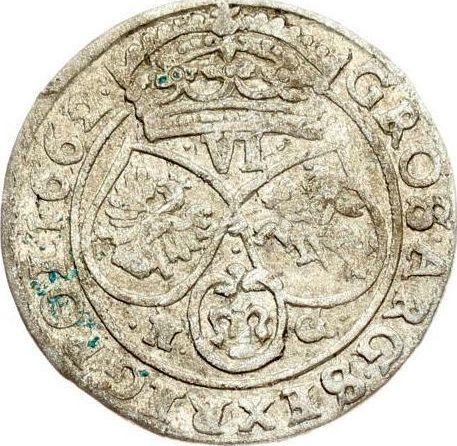 Reverso Szostak (6 groszy) 1662 NG "Retrato en marco redondo" - valor de la moneda de plata - Polonia, Juan II Casimiro