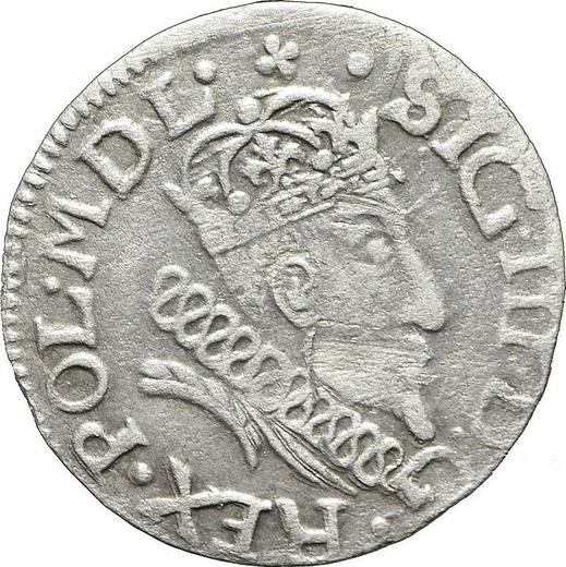 Аверс монеты - 1 грош 1608 года "Литва" - цена серебряной монеты - Польша, Сигизмунд III Ваза