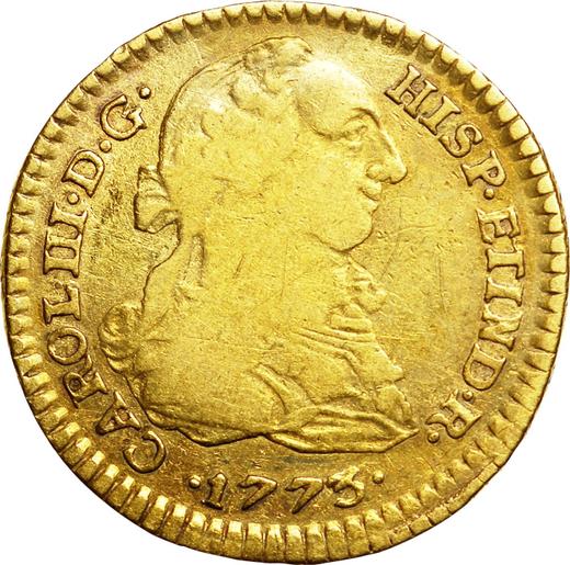 Awers monety - 1 escudo 1773 JM - cena złotej monety - Peru, Karol III