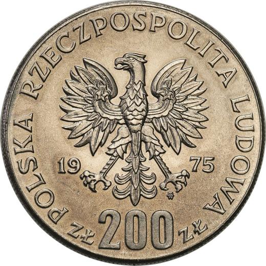 Аверс монеты - Пробные 200 злотых 1975 года MW "30 лет победы над фашизмом" Никель - цена  монеты - Польша, Народная Республика