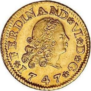 Obverse 1/2 Escudo 1747 S PJ - Gold Coin Value - Spain, Ferdinand VI