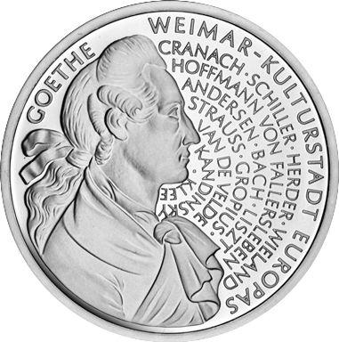 Obverse 10 Mark 1999 J "Goethe" - Silver Coin Value - Germany, FRG