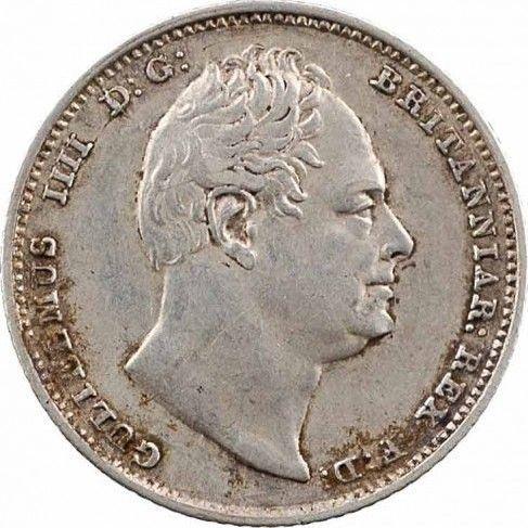 Аверс монеты - 6 пенсов 1836 года - цена серебряной монеты - Великобритания, Вильгельм IV