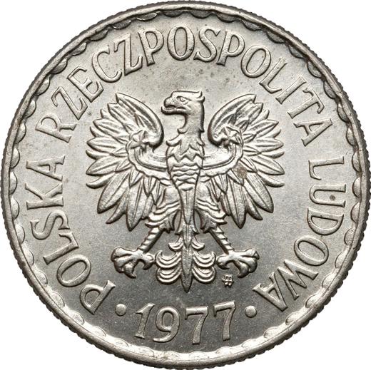 Аверс монеты - Пробный 1 злотый 1977 года MW Медно-никель - цена  монеты - Польша, Народная Республика