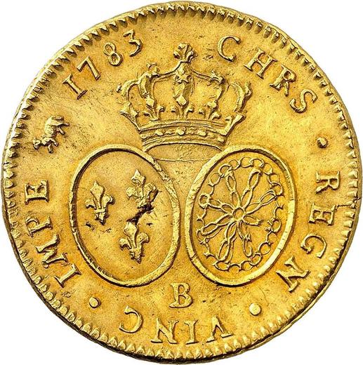Reverso 2 Louis d'Or 1783 B Ruan - valor de la moneda de oro - Francia, Luis XVI