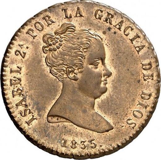 Obverse 8 Maravedís 1835 DG "Denomination on reverse" -  Coin Value - Spain, Isabella II