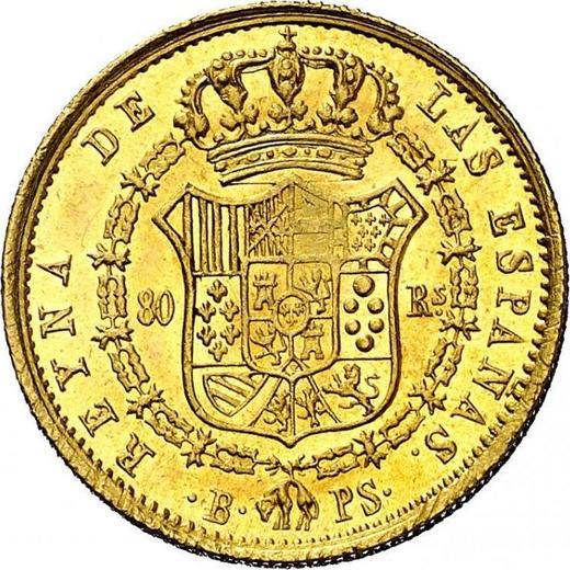 Rewers monety - 80 réales 1841 B PS - cena złotej monety - Hiszpania, Izabela II