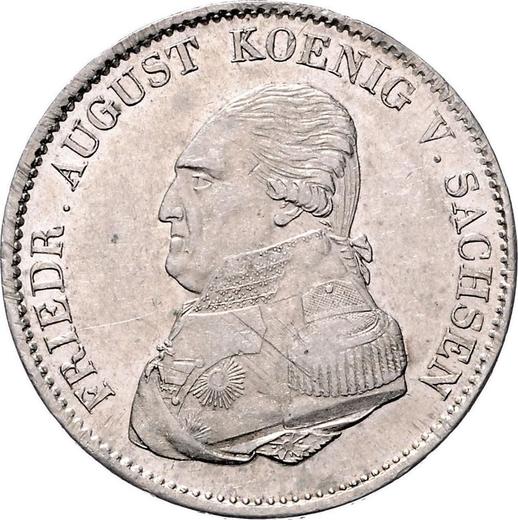 Аверс монеты - Талер 1822 года I.G.S. "Горный" - цена серебряной монеты - Саксония-Альбертина, Фридрих Август I