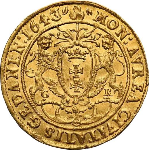 Reverso Ducado 1643 GR "Gdańsk" - valor de la moneda de oro - Polonia, Vladislao IV