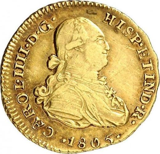 Аверс монеты - 1 эскудо 1805 года JP - цена золотой монеты - Перу, Карл IV