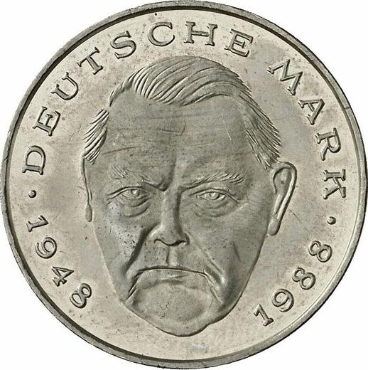 Obverse 2 Mark 1992 J "Ludwig Erhard" -  Coin Value - Germany, FRG