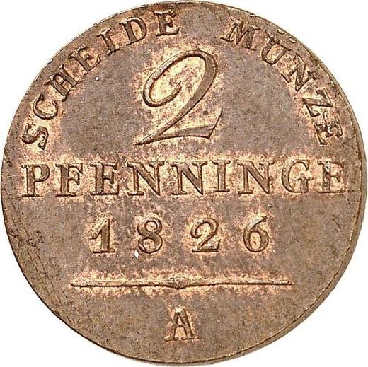 Реверс монеты - 2 пфеннига 1826 года A - цена  монеты - Пруссия, Фридрих Вильгельм III