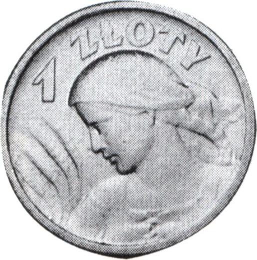 Реверс монеты - Пробный 1 злотый 1924 года H "Женщина с колосьями" - цена серебряной монеты - Польша, II Республика