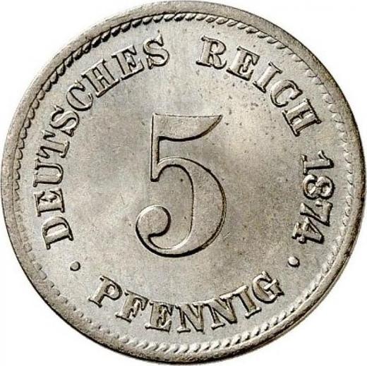 Аверс монеты - 5 пфеннигов 1874 года E "Тип 1874-1889" - цена  монеты - Германия, Германская Империя