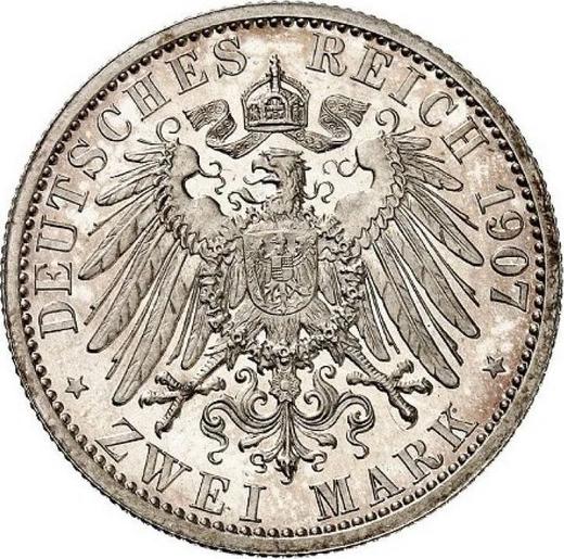 Reverso 2 marcos 1907 A "Prusia" - valor de la moneda de plata - Alemania, Imperio alemán
