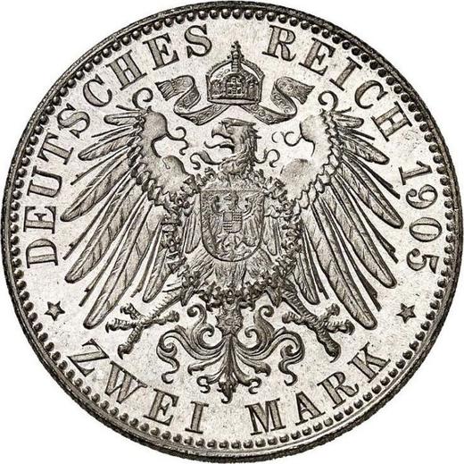 Rewers monety - 2 marki 1905 J "Hamburg" - cena srebrnej monety - Niemcy, Cesarstwo Niemieckie