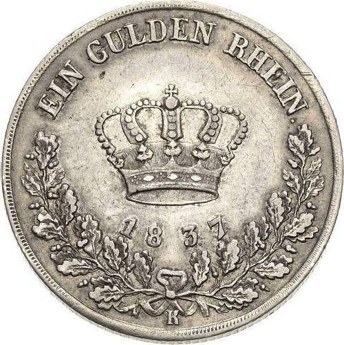 Reverso 1 florín 1837 K - valor de la moneda de plata - Sajonia-Meiningen, Bernardo II
