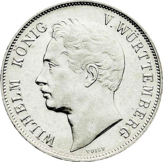 Аверс монеты - 1 гульден 1848 года - цена серебряной монеты - Вюртемберг, Вильгельм I