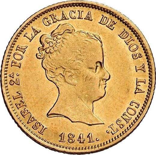 Аверс монеты - 80 реалов 1841 года M CL - цена золотой монеты - Испания, Изабелла II