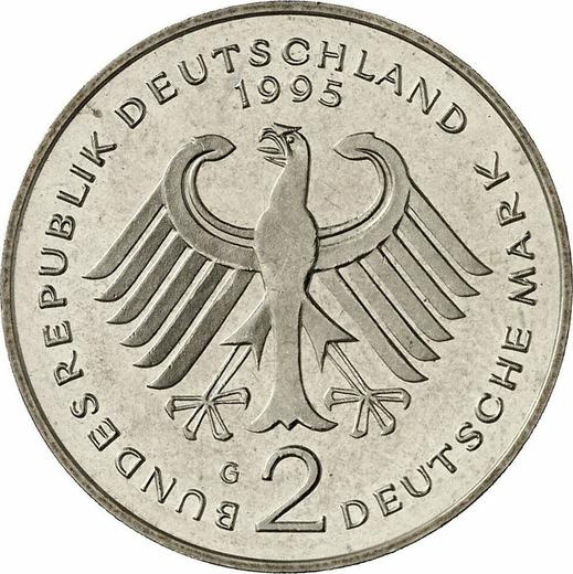 Reverse 2 Mark 1995 G "Ludwig Erhard" -  Coin Value - Germany, FRG