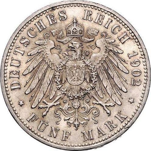Реверс монеты - 5 марок 1902 года A "Пруссия" - цена серебряной монеты - Германия, Германская Империя