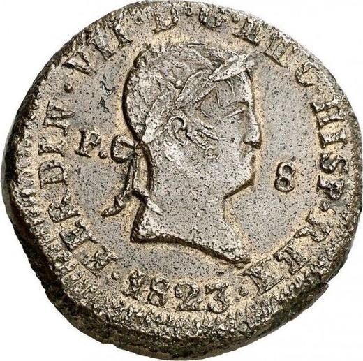 Аверс монеты - 8 мараведи 1823 года P "Тип 1815-1833" - цена  монеты - Испания, Фердинанд VII