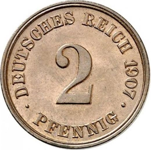 Anverso 2 Pfennige 1907 J "Tipo 1904-1916" - valor de la moneda  - Alemania, Imperio alemán